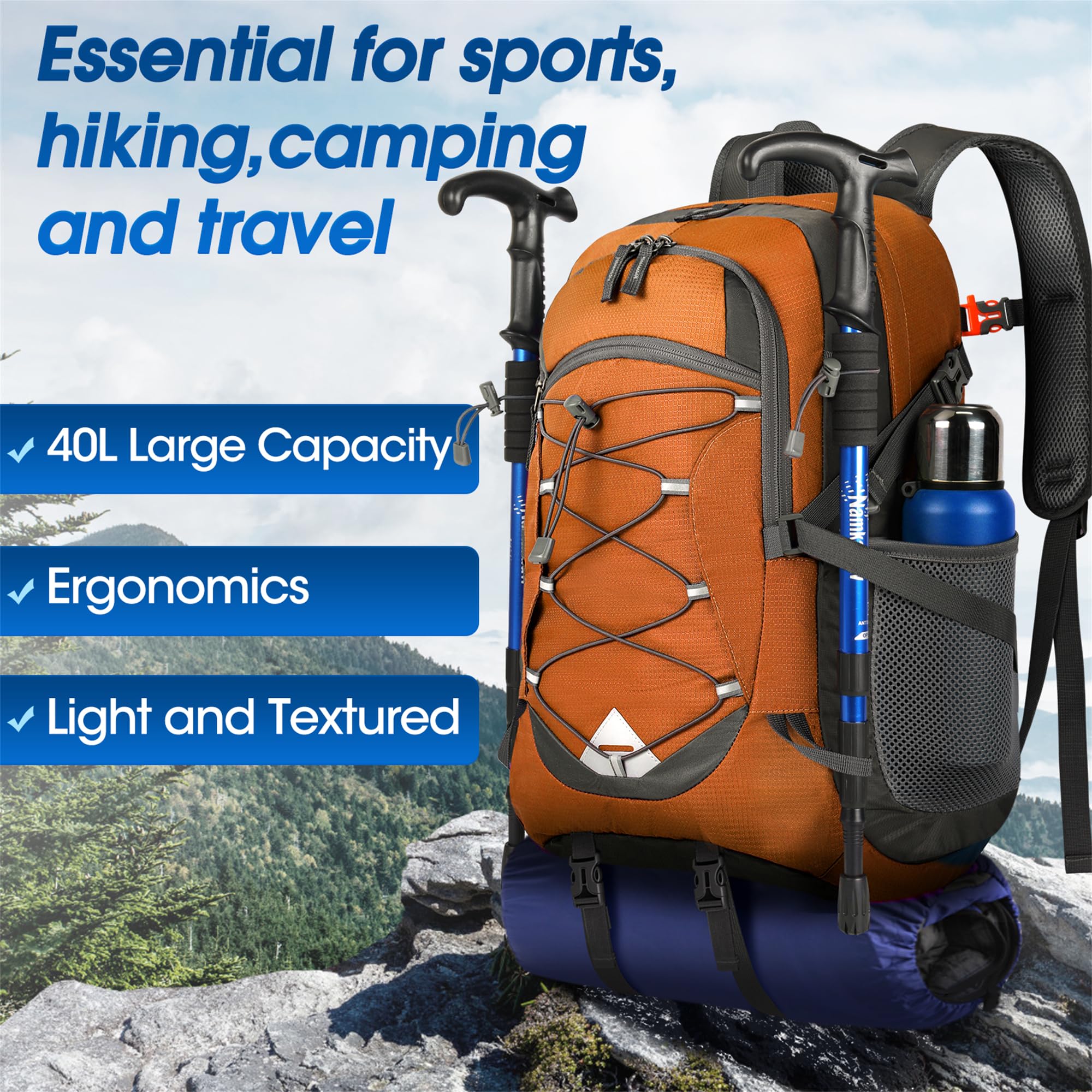 IGOLUMON lightweight daypack with breathable straps for all-day comfort.