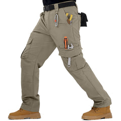 IGOLUMON men's stretch tactical pants fabric close-up shows tear-resistant cross weave for durability.