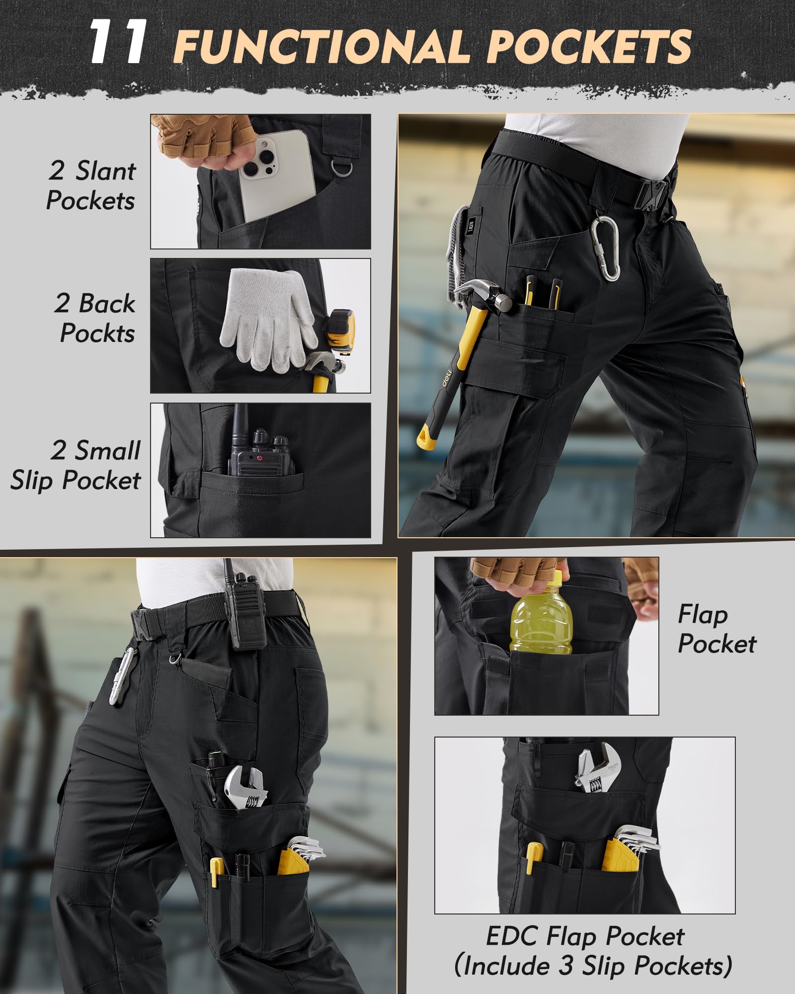 IGOLUMON cargo trousers emphasize reinforced gusset for long-lasting movement under heavy workloads.