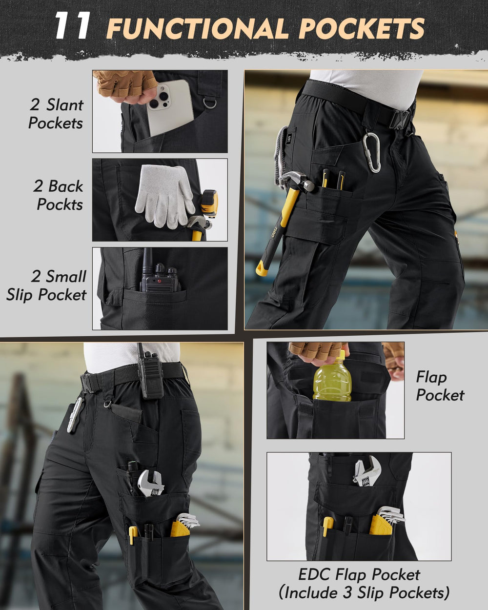 IGOLUMON cargo trousers emphasize reinforced gusset for long-lasting movement under heavy workloads.