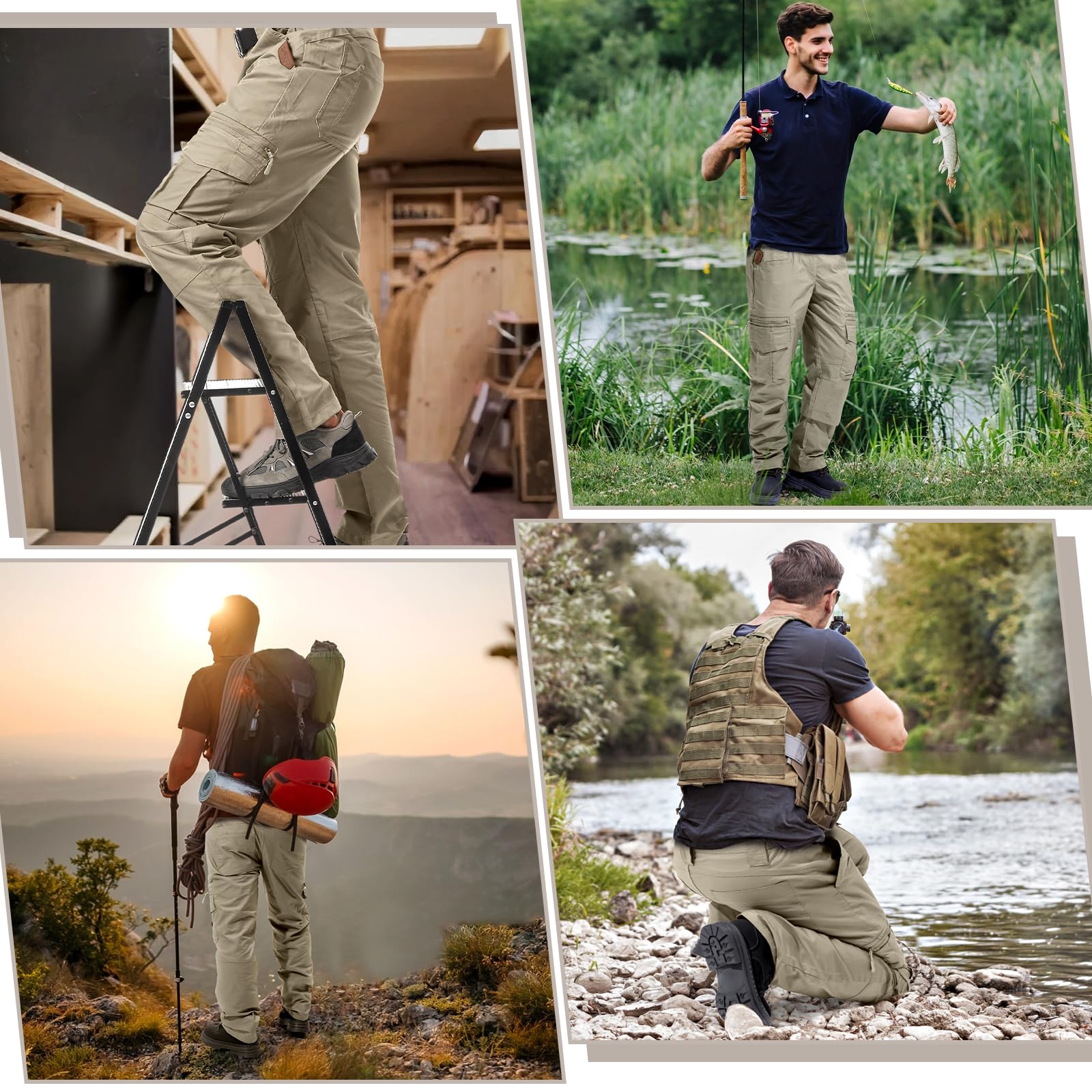 IGOLUMON men's stretch tactical pants wearers showcase comfortable fit and practicality.