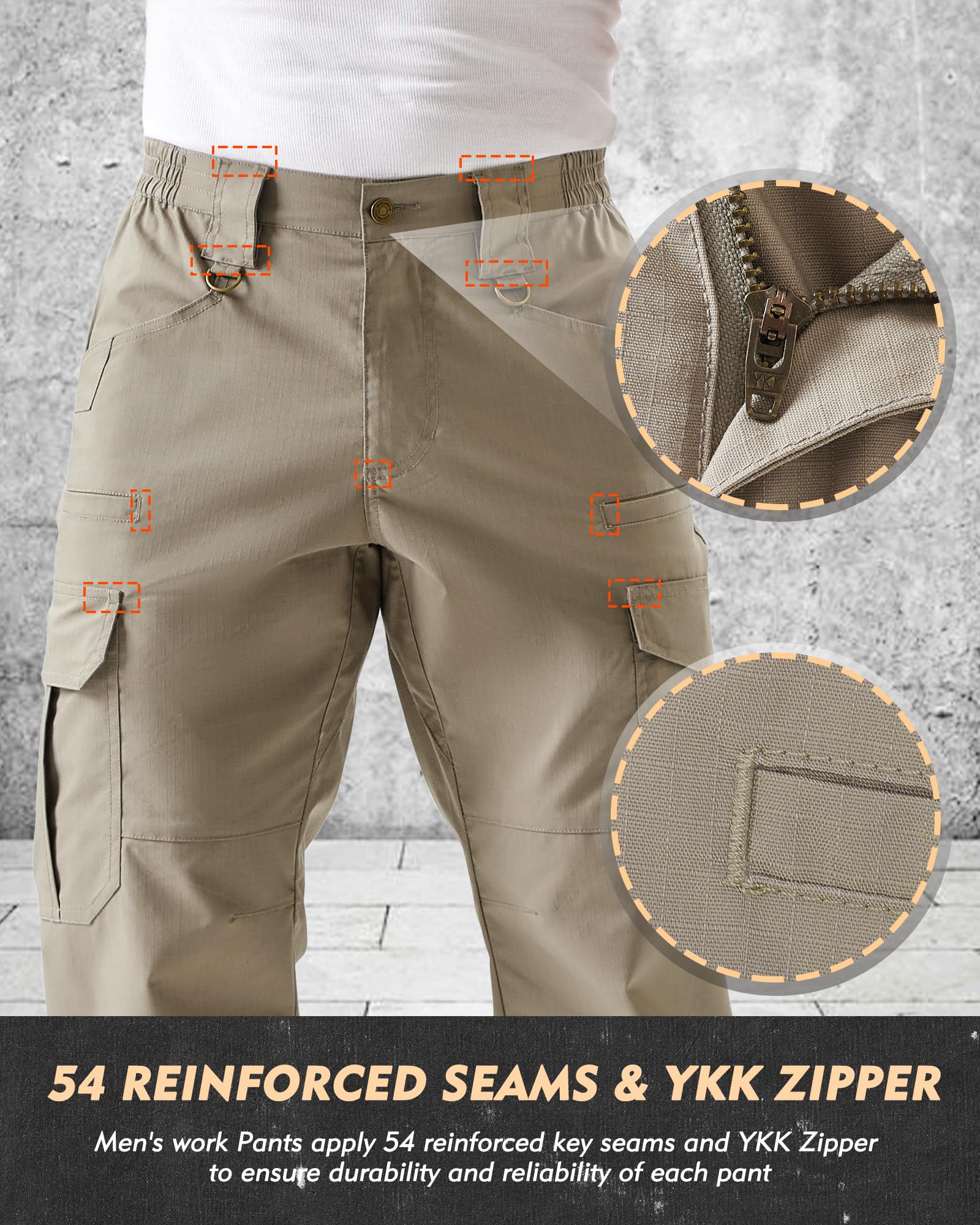 IGOLUMON khaki cargo pants suited for work and outdoor adventures.