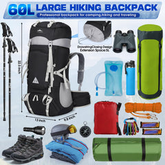 IGOLUMON 60L main compartment shows roomy layout for camping gear.