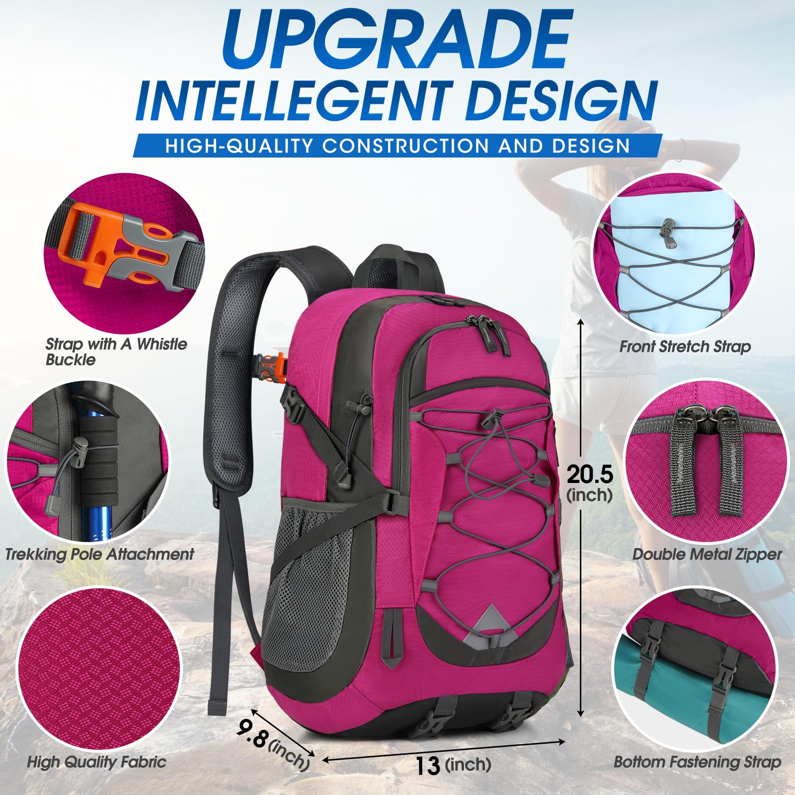 IGOLUMON 40L breathable shoulder straps provide comfortable support on long walks.