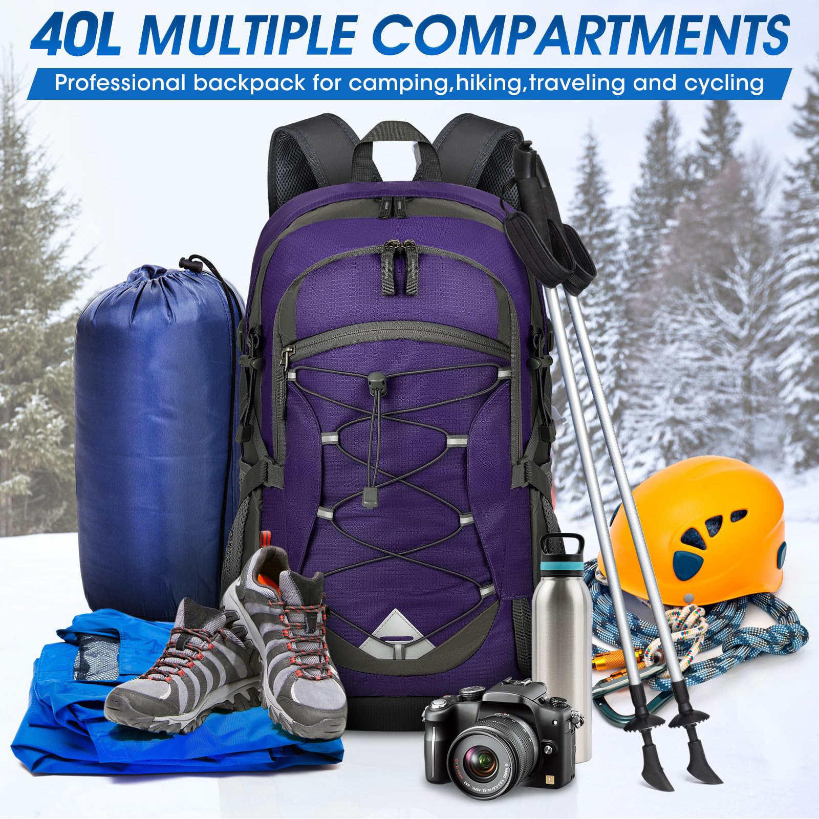 IGOLUMON durable 40L daypack with reinforced bottom for heavy loads.