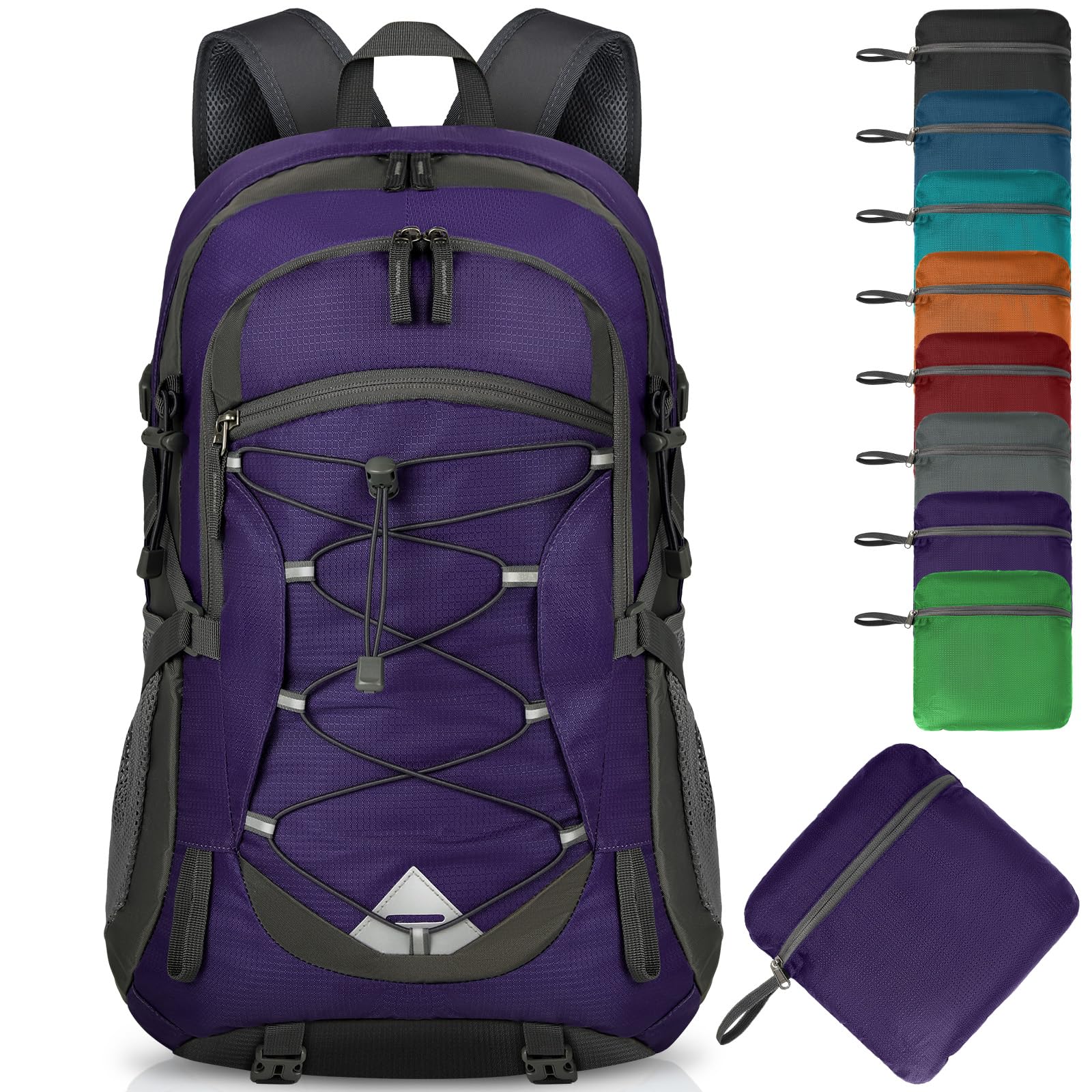 IGOLUMON 40L hiking backpack front pocket for quick-access essentials.