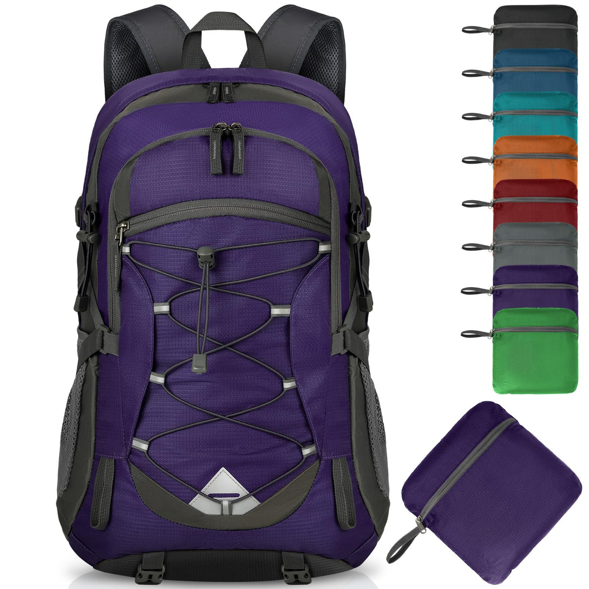 IGOLUMON 40L hiking backpack front pocket for quick-access essentials.