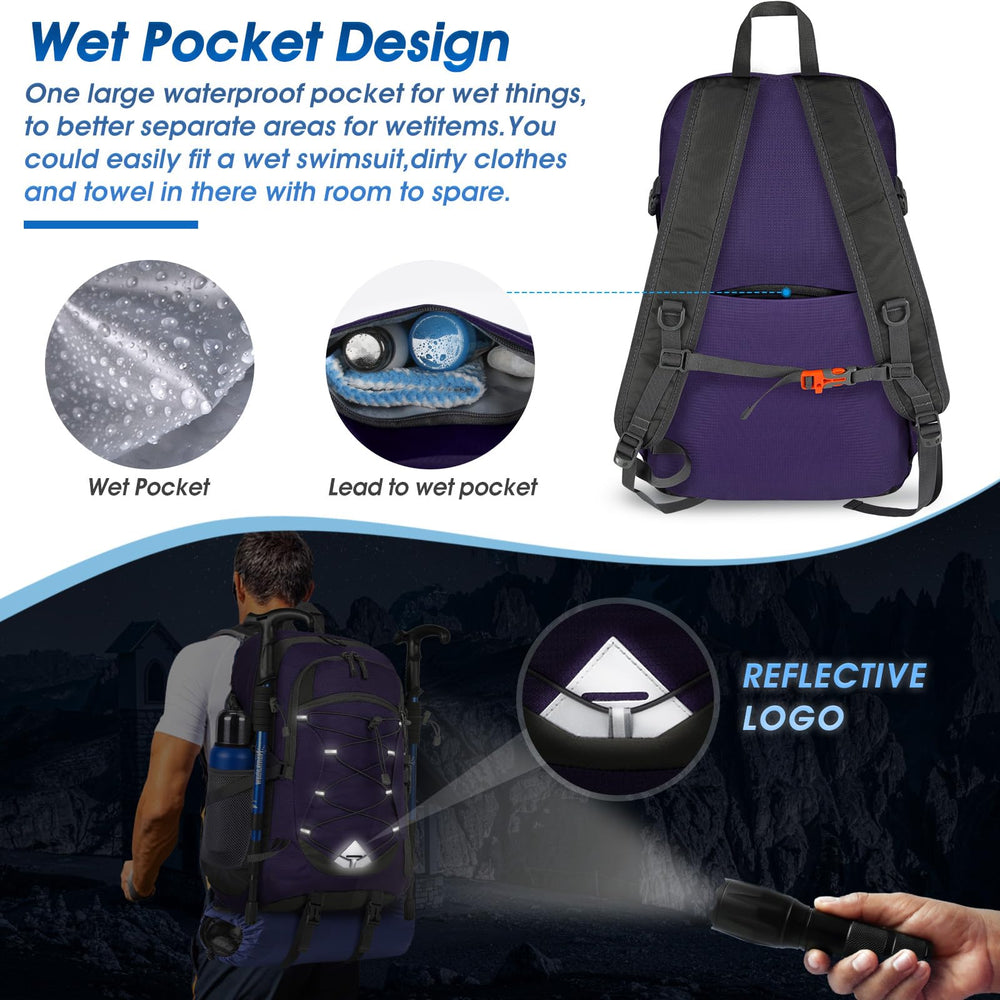IGOLUMON 40L wet pocket keeps damp items separated after workouts.