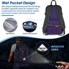 IGOLUMON 40L wet pocket keeps damp items separated after workouts.