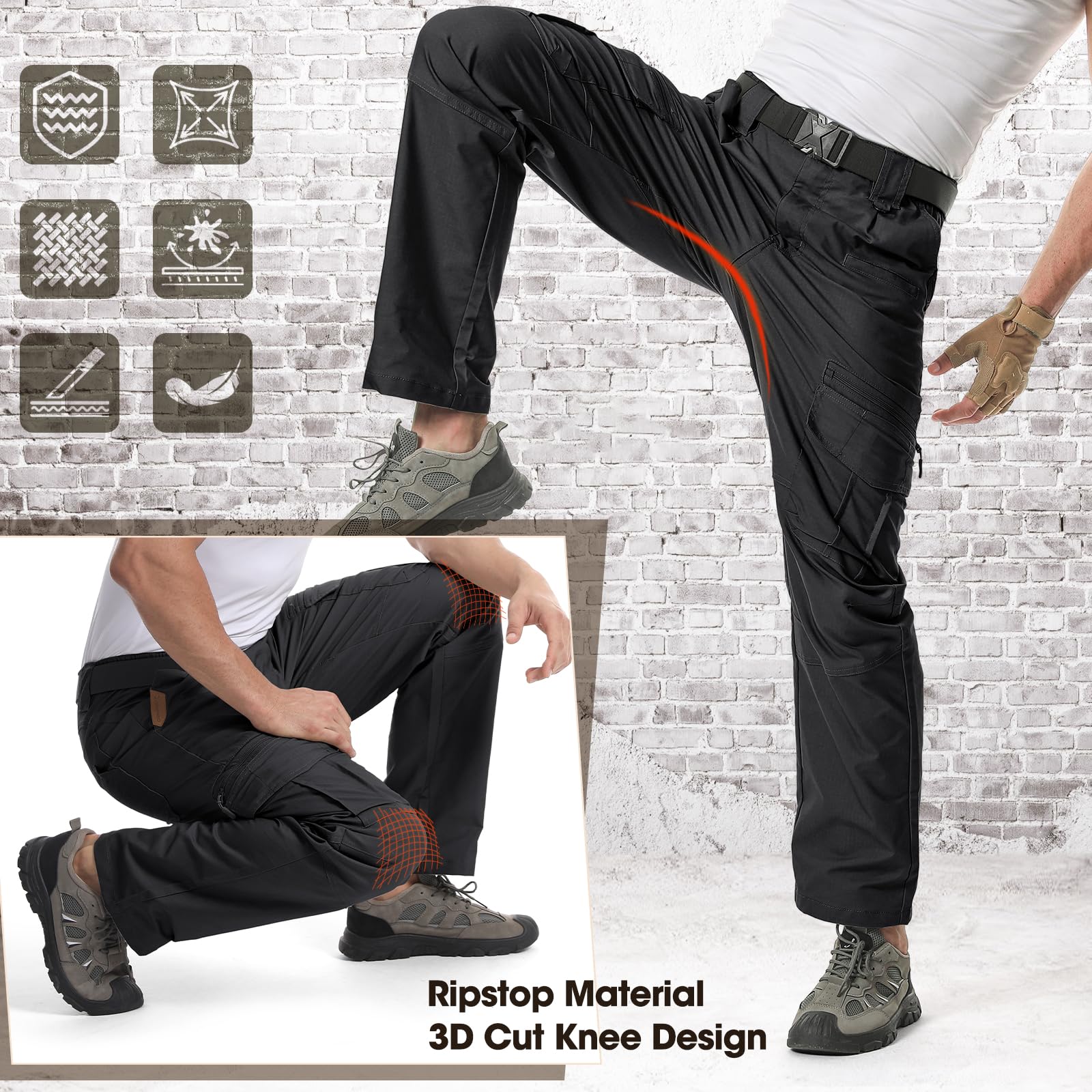 IGOLUMON 12-pocket cargo pants close-up reveals pocket variety and secure closures