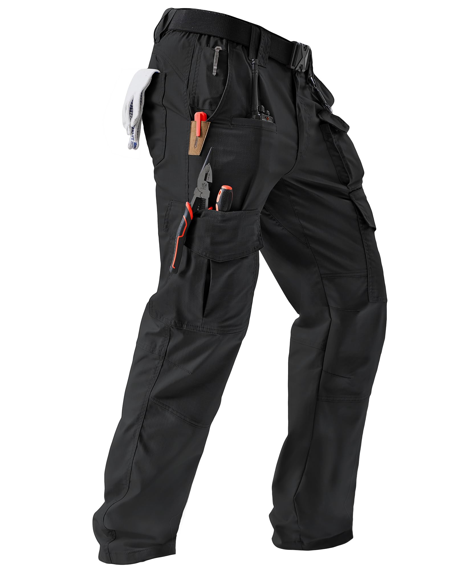 IGOLUMON men's stretch tactical pants front view for flexible all-day movement