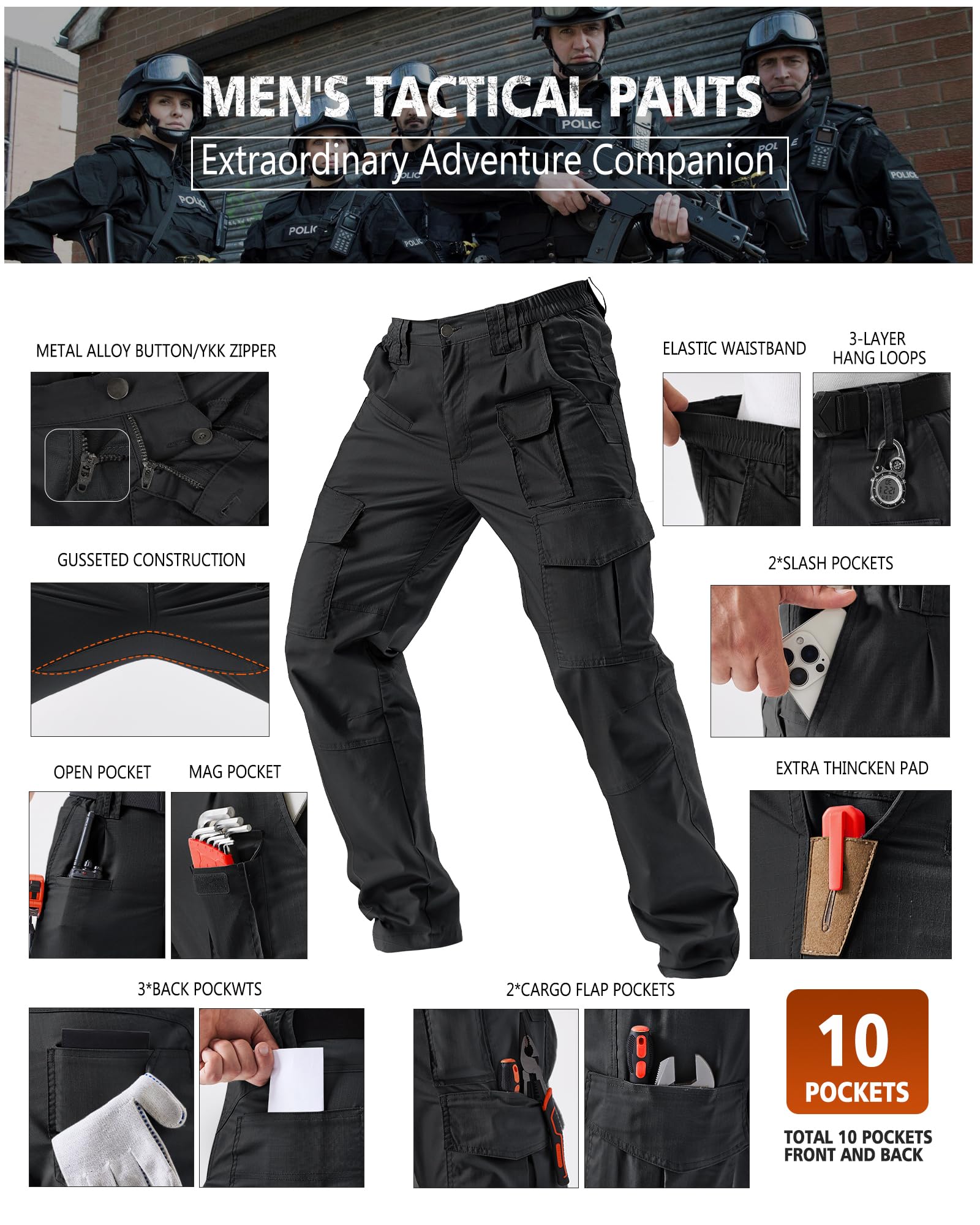 IGOLUMON pants rear pockets display secure storage for tools and valuables