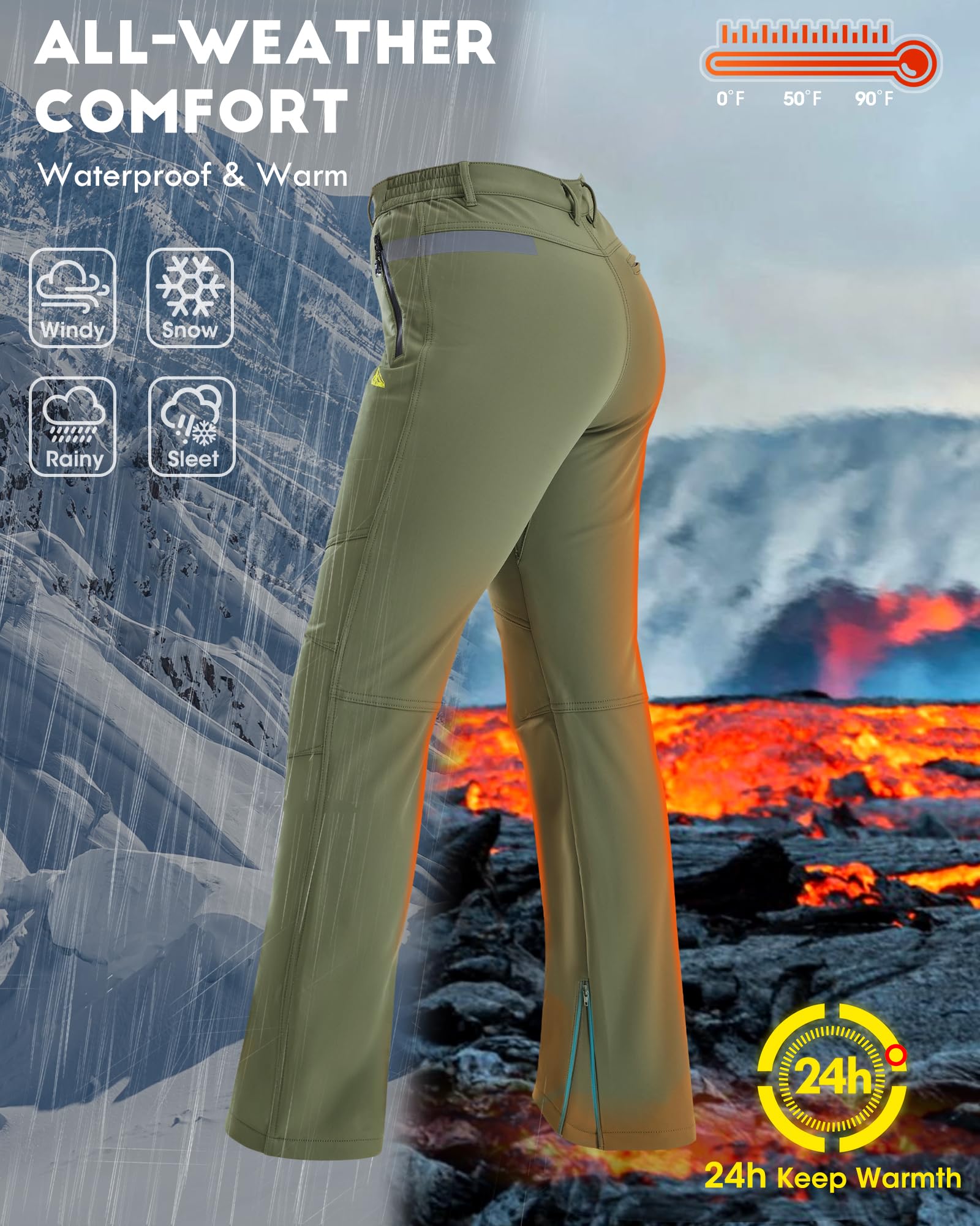 IGOLUMON Snow Ski Pants side pocket view highlights practical storage for phone and keys.