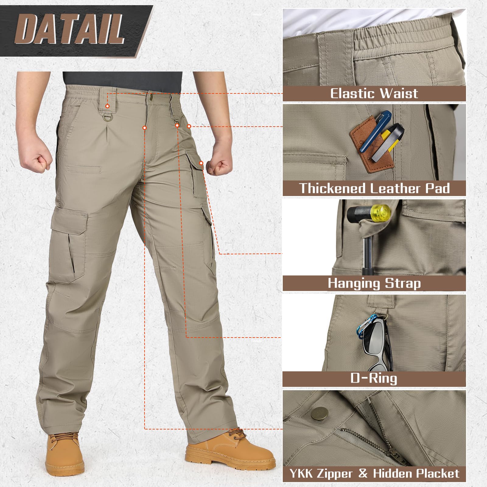 IGOLUMON stretchtactical-pants waistband-zipper ensures secure fit on the move