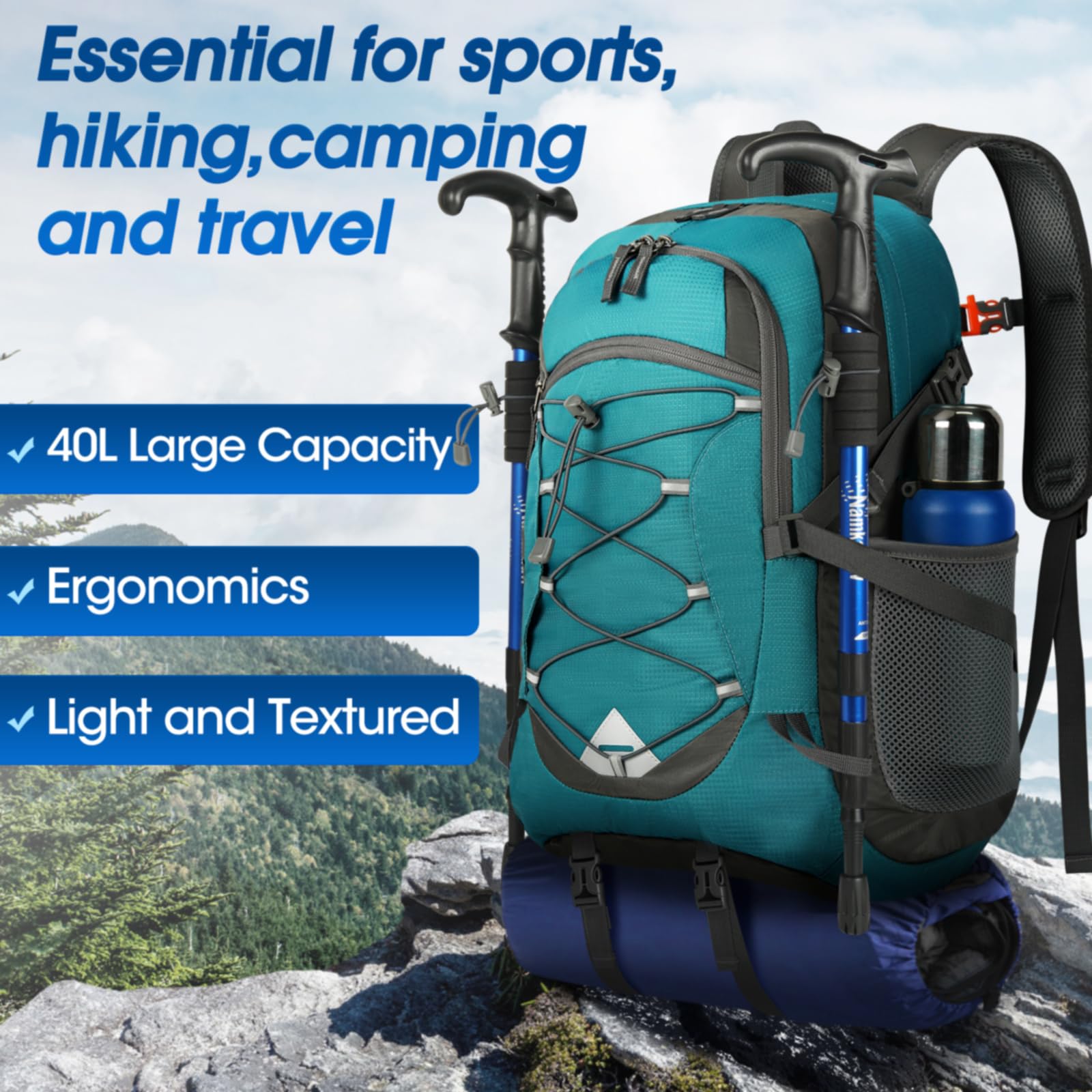 IGOLUMON backpack bottom webbing straps fit tents and mats for flexible packing