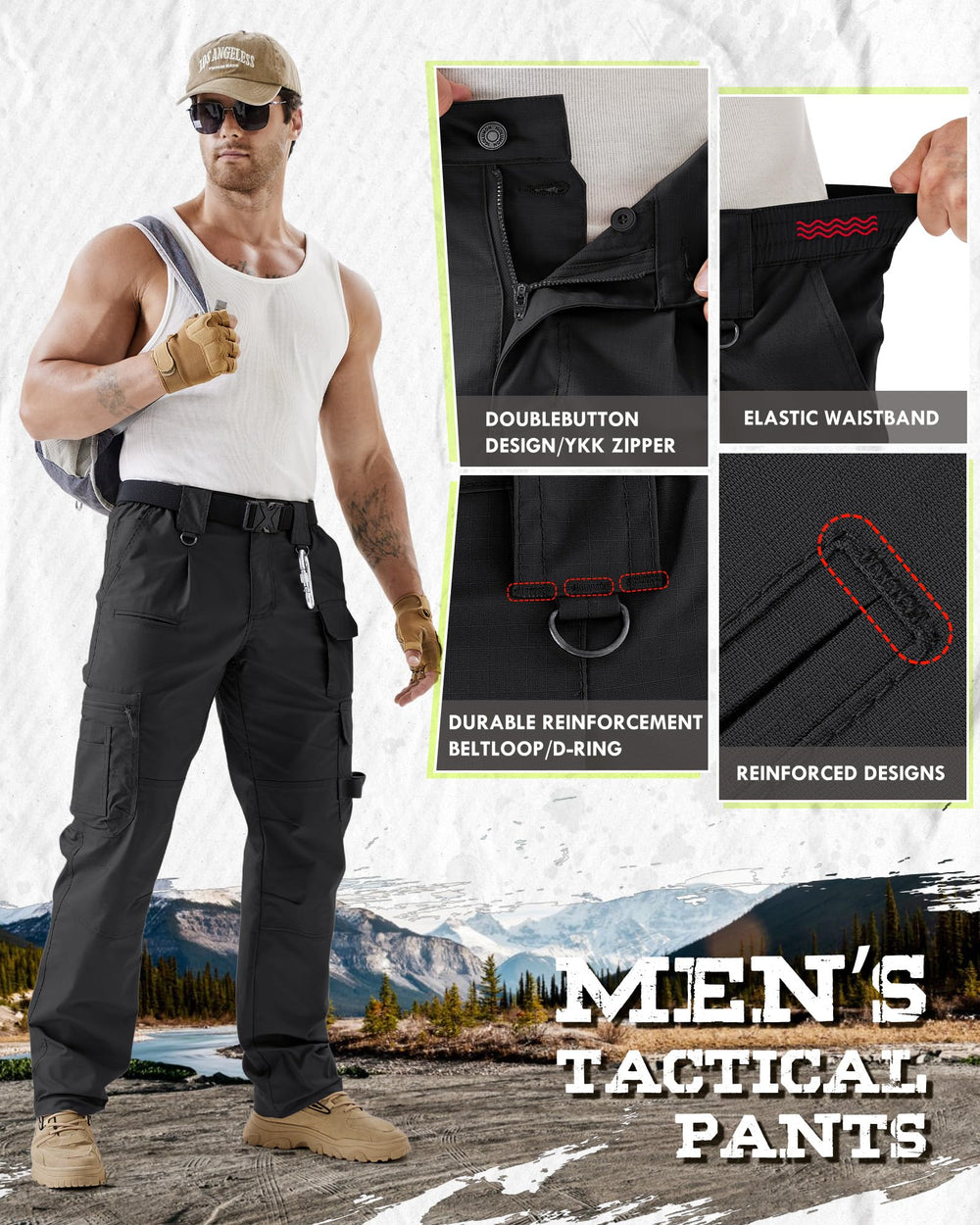 IGOLUMON cargo pockets and hanging straps ideal for hammers or wrenches.