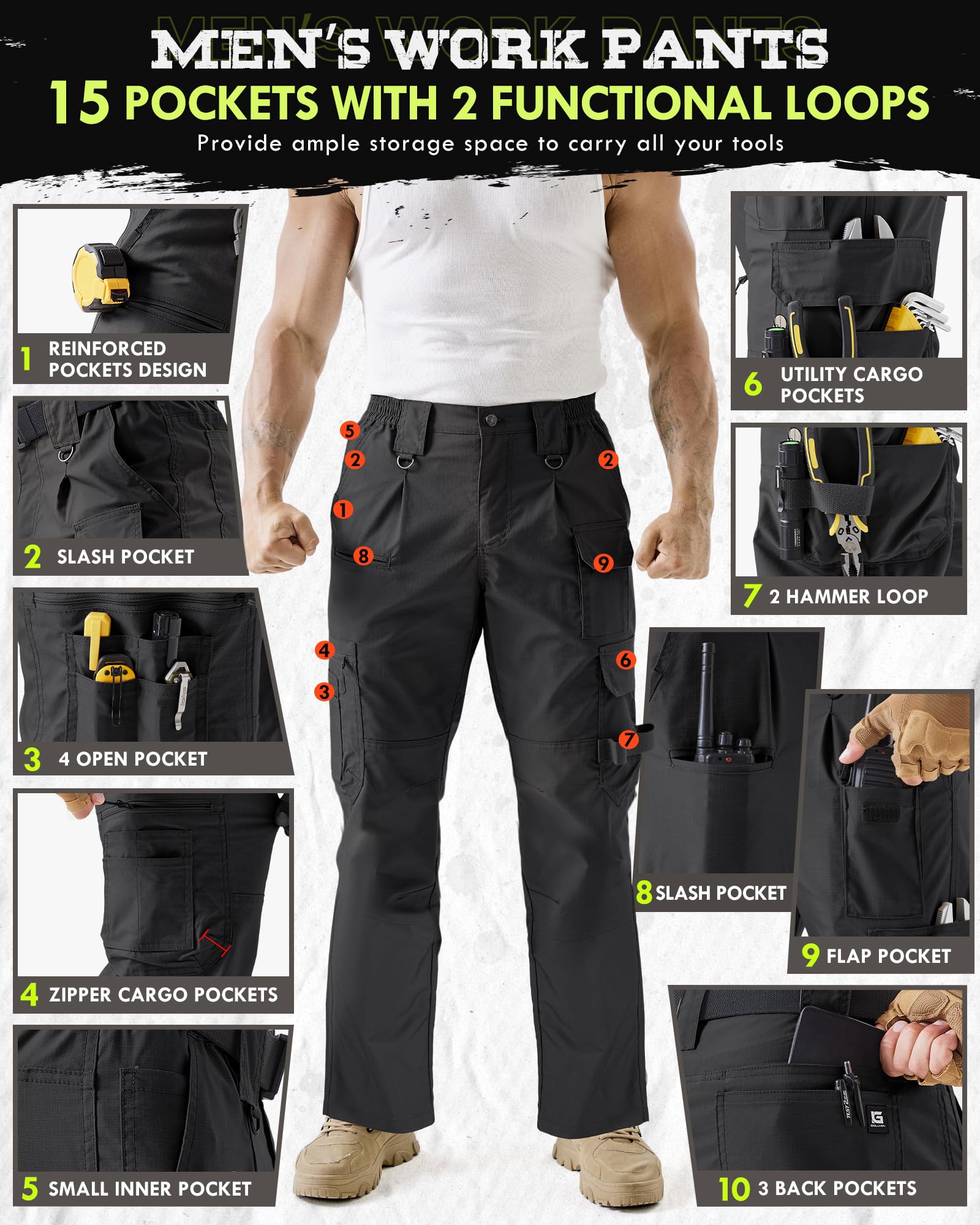 IGOLUMON pants feature zipper pocket to keep valuables safe.
