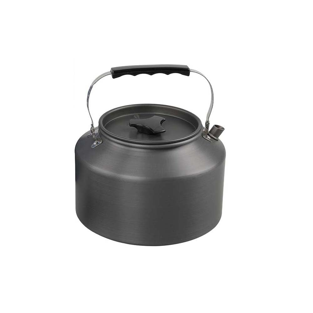 IGYYO aluminum 2L camping kettle assembly showing sturdy outdoor build