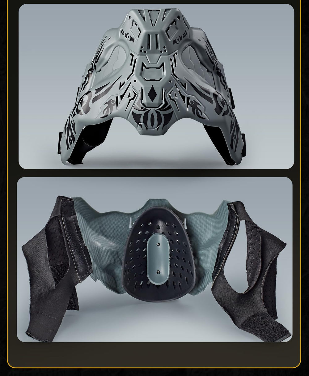 iHOO Grey half-face mask suited for cosplay and holiday parties.