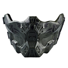 iHOO Airsoft half-face ghost mask in green, front view for outdoor games and cosplay