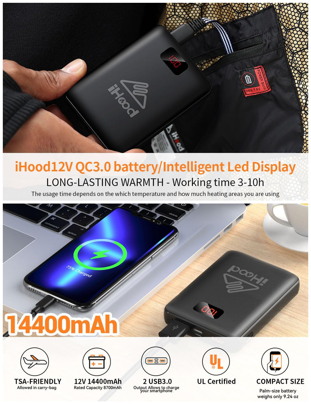 iHood jacket 4-in-1 switch lets you control zones and save battery.