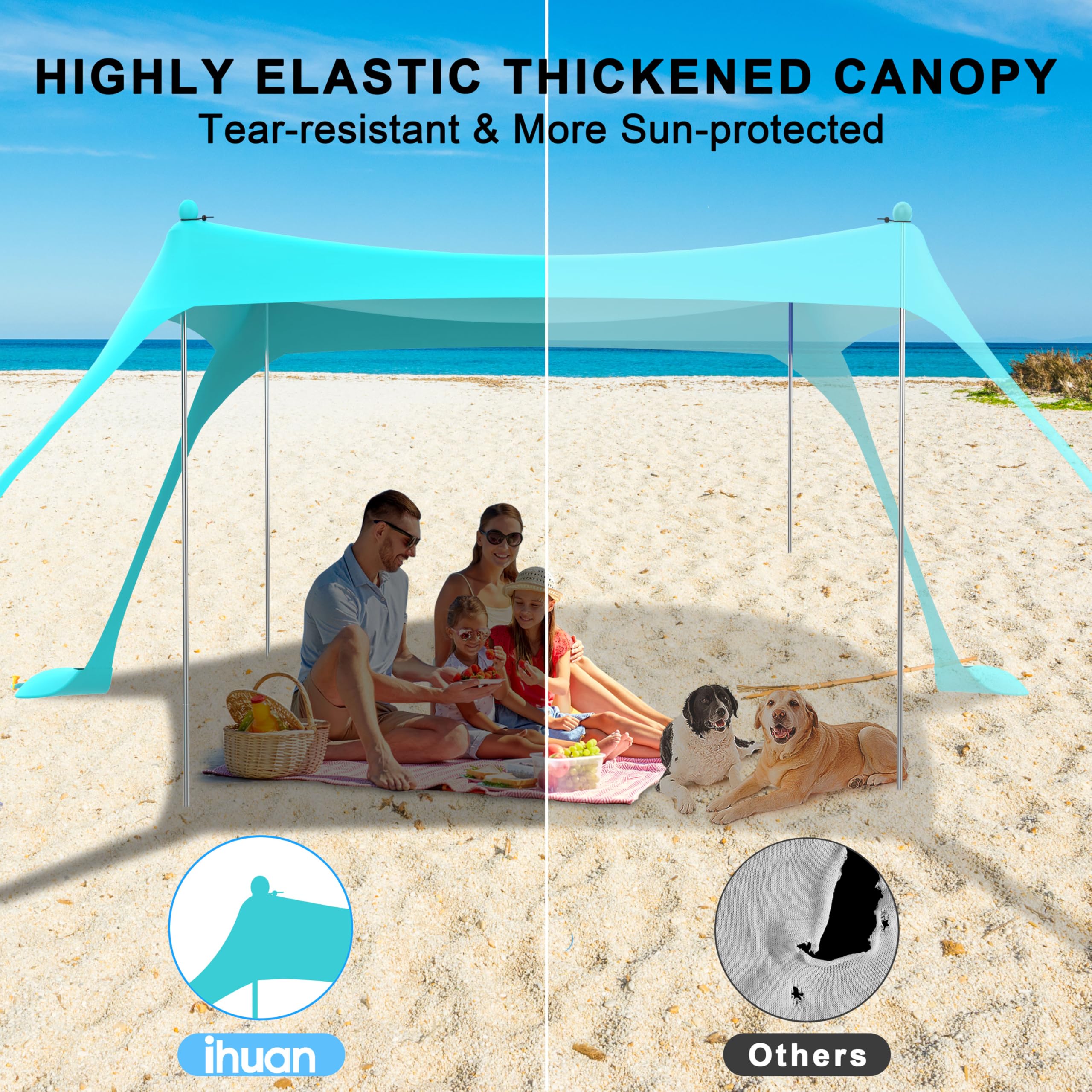 ihuan Beach Tent compact carry bag supports easy transport.