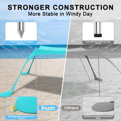 ihuan Beach Tent wind-stable design uses aluminum poles for coastal days.