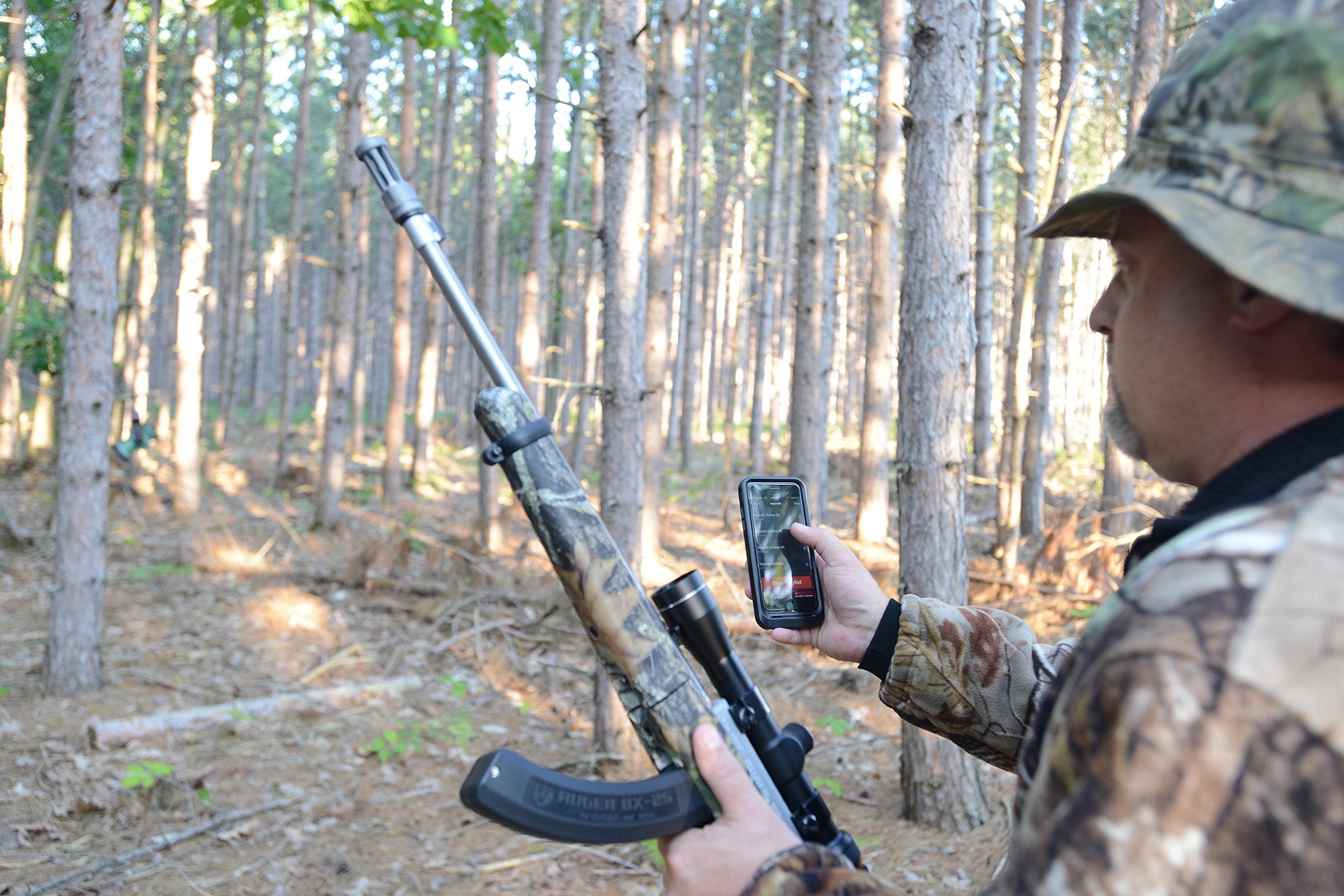 ihunt app interface shows remote control for versatile hunting calls.