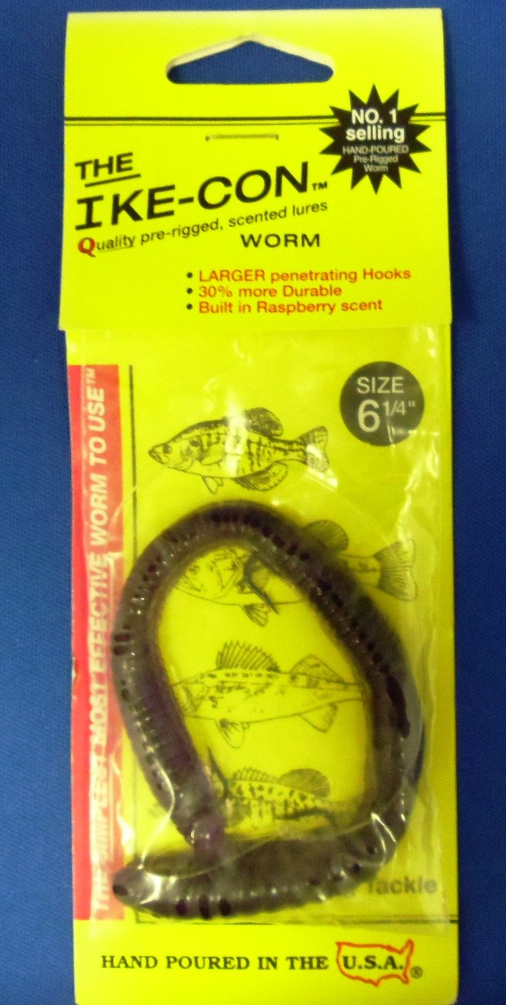 Ike-Con weedless worm lure nightcrawler, bass lure ideal for weedlines and cover
