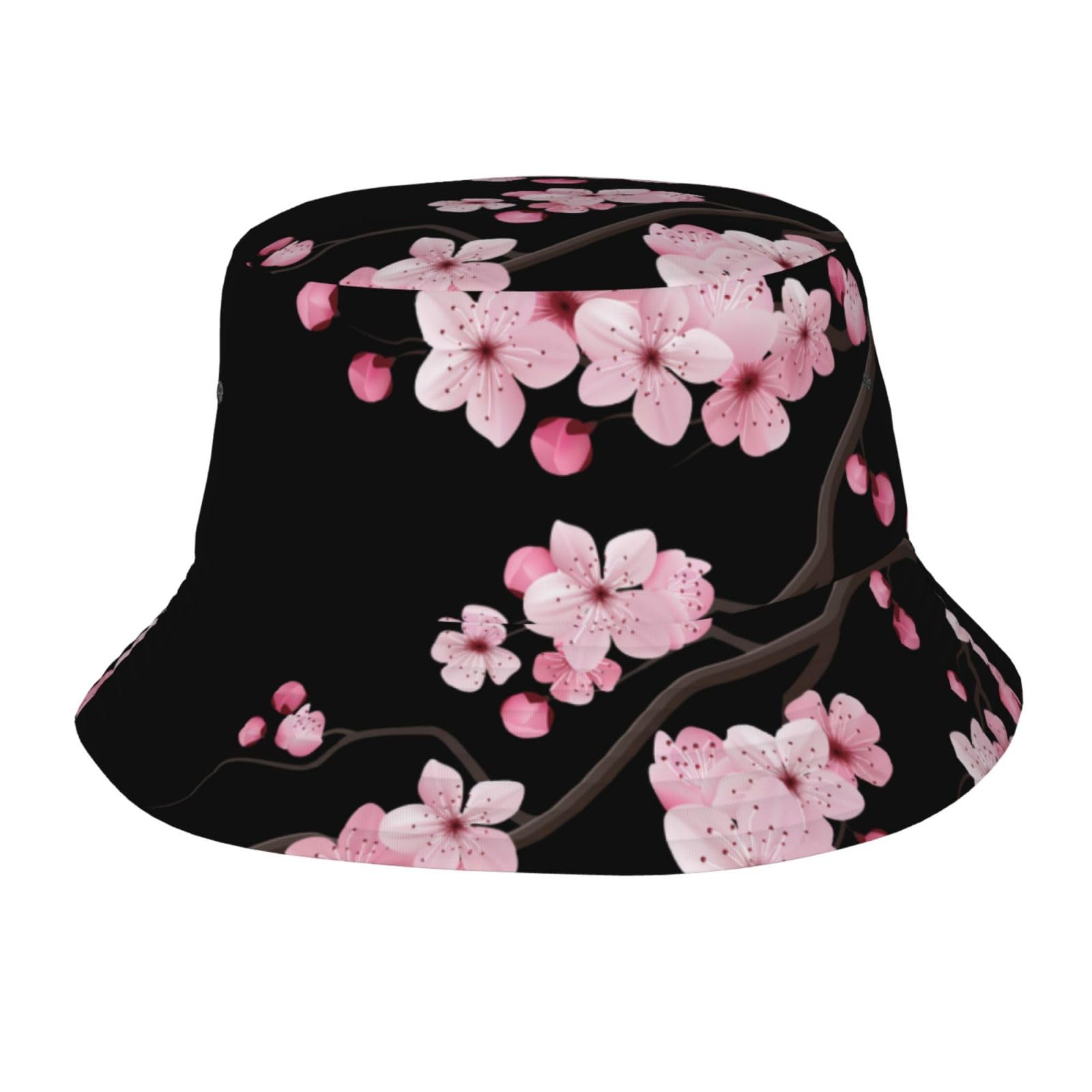 ILEABEC Cherry Blossoms bucket hat front view with sun protection and style