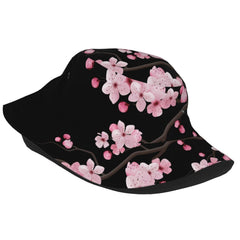 ILEABEC Cherry Blossoms bucket hat side view showing breathable, comfortable wear