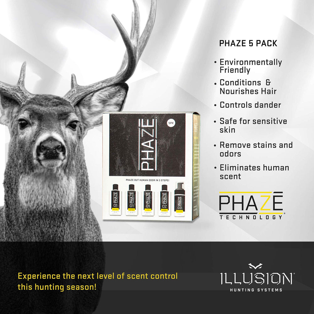 Illusion Systems PhaZe Body Wash bottle cleanses skin and reduces odor signals.