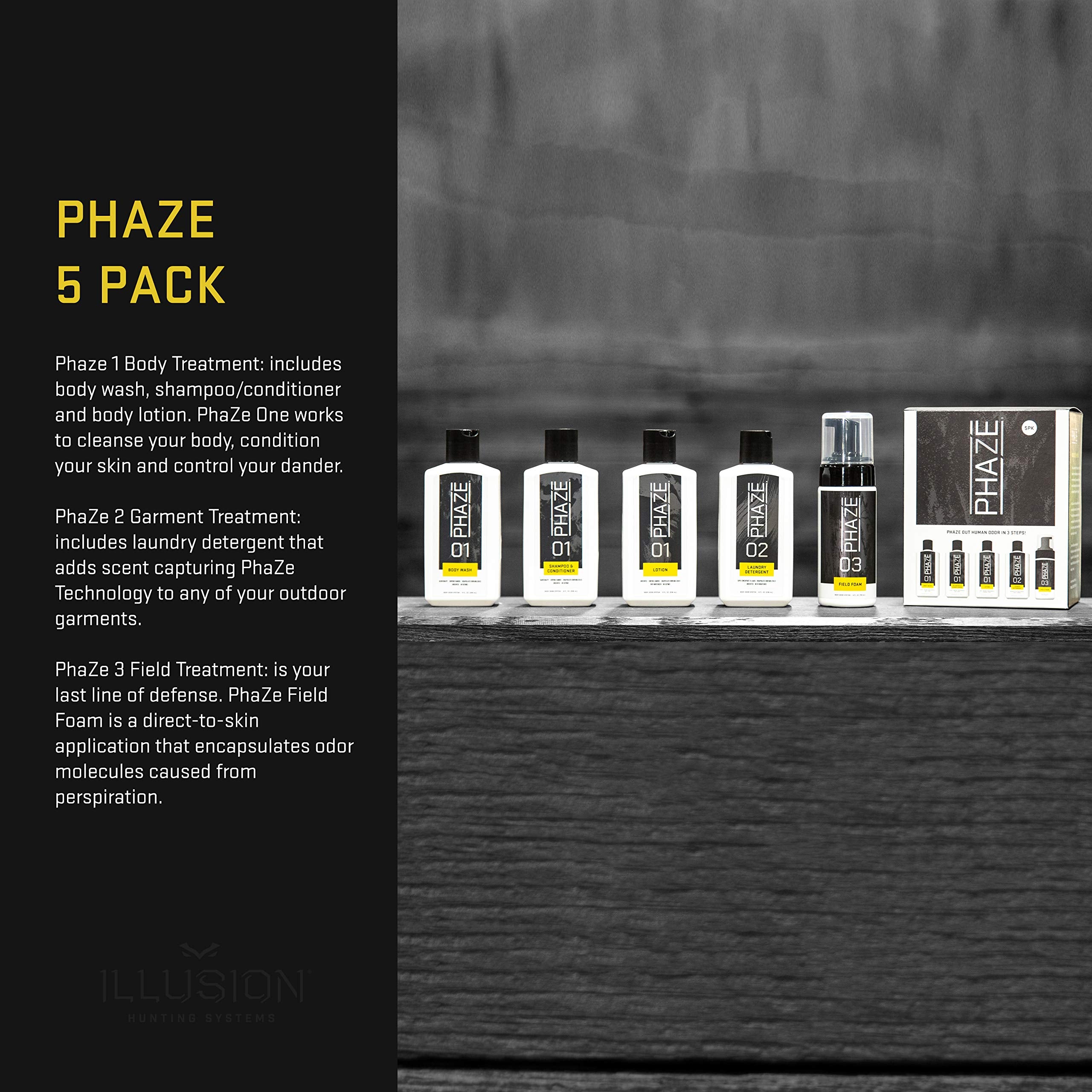 Illusion Systems PhaZe Garment Detergent bottle removes odors and adds encapsulation.