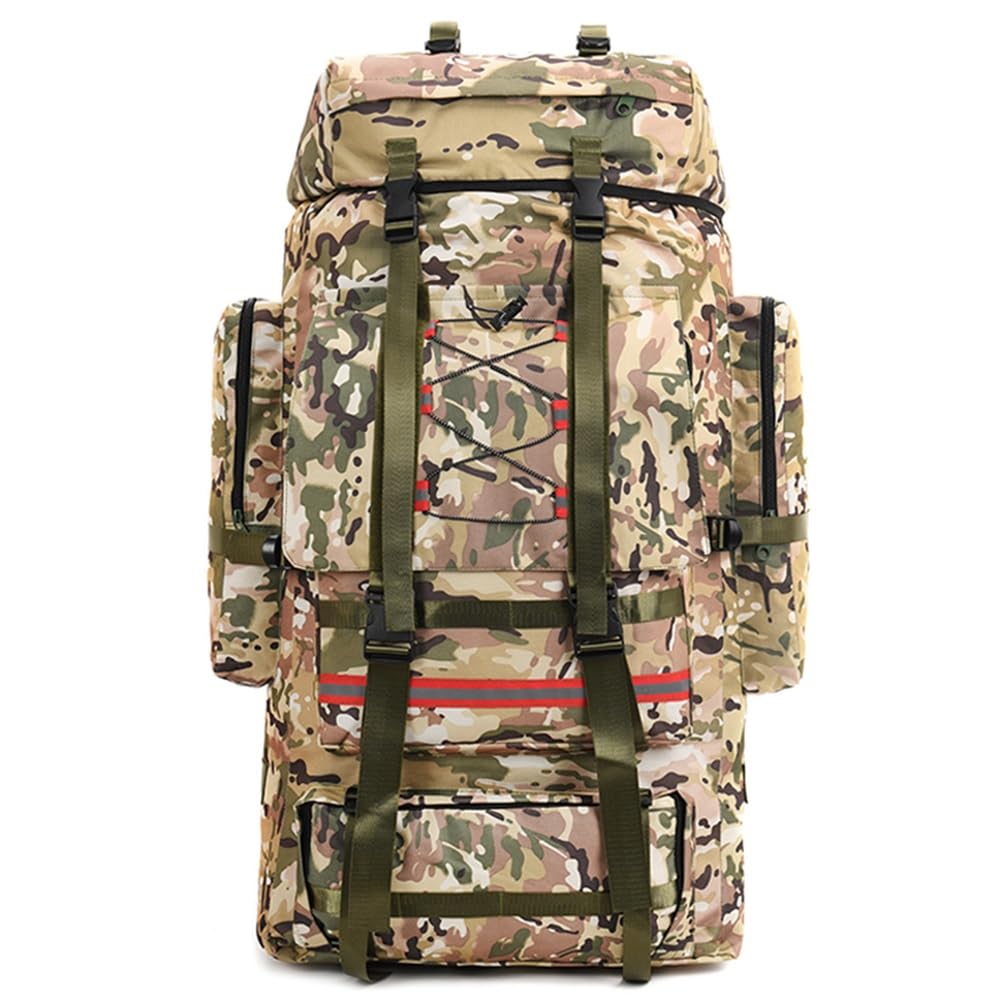 ILOOXI Bushcraft Backpack shows waterproof Oxford fabric for rugged outdoor use.