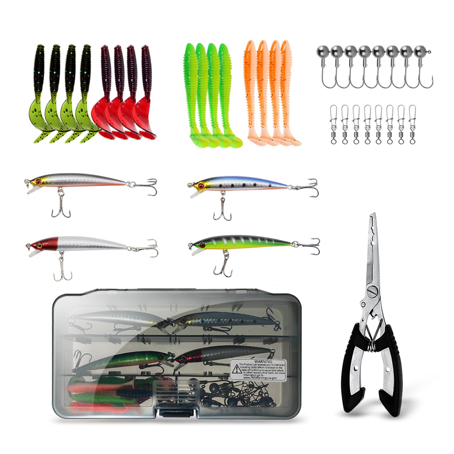 All contents of LOEIBMIRY 2-pack fishing kit - image