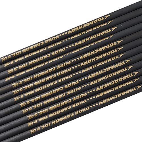 TOPARCHERY 33-inch arrow shaft front view highlighting carbon construction for balance