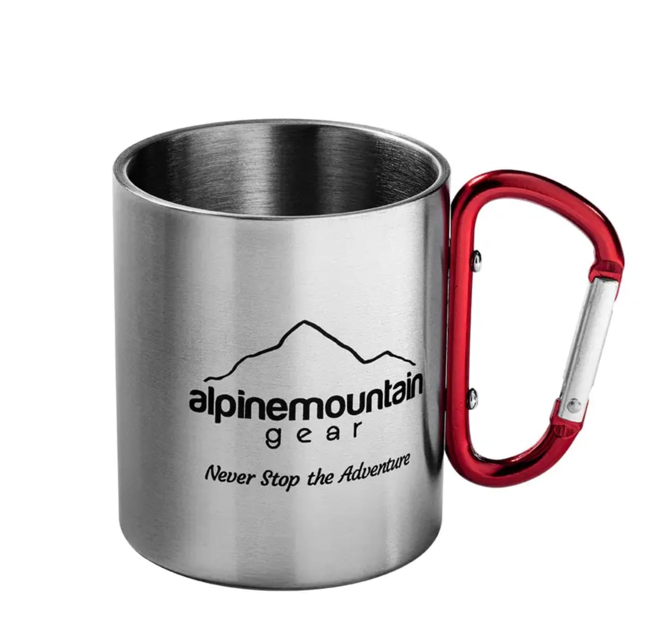 Alpine Mountain Gear Stainless Steel Carabiner Mug — 9 oz Camping Cup by Caddis Sports