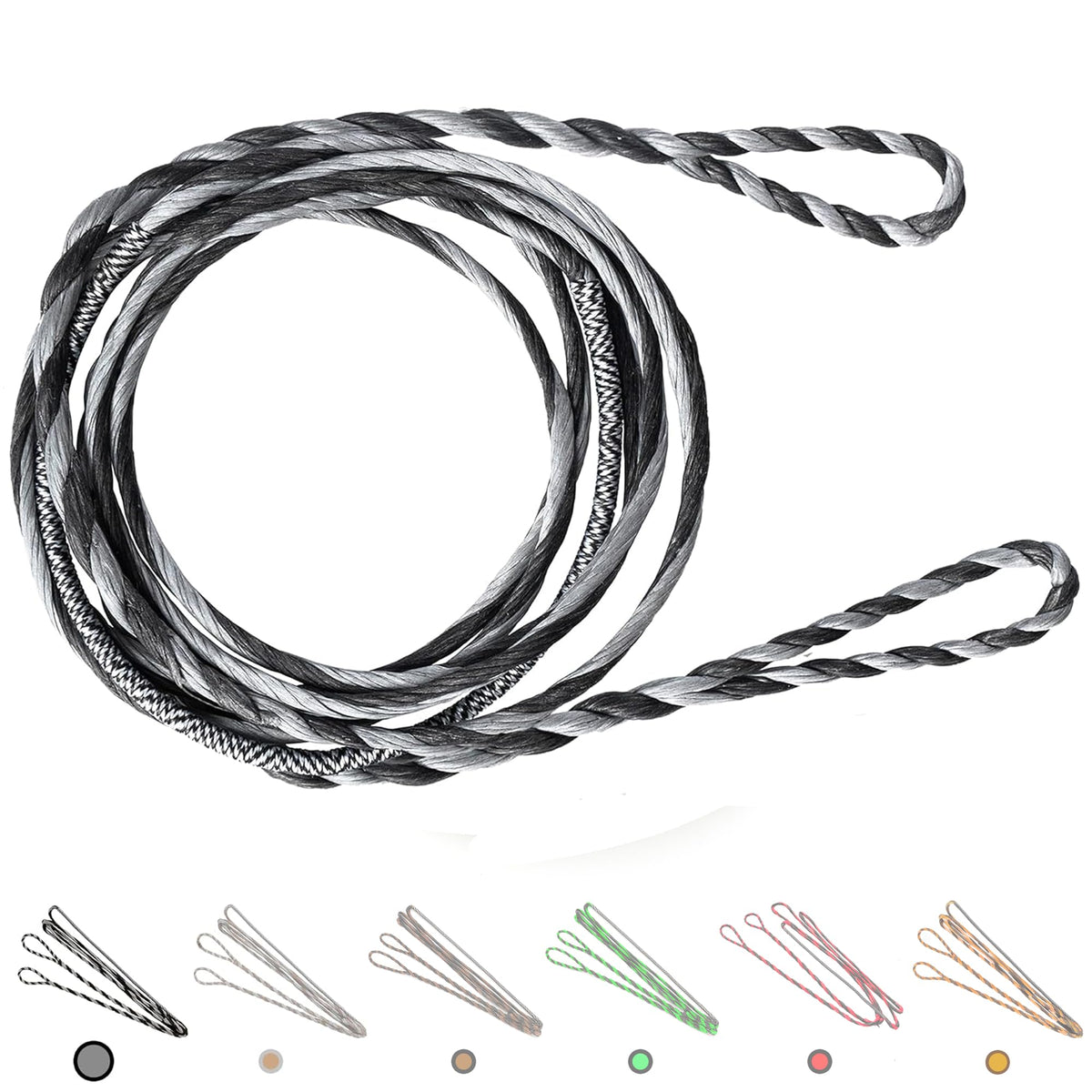 Deerseeker Flemish D97 Bow String – 16-Strand Fast Flight, AMO 66 (Actual 62), Gray/Black
