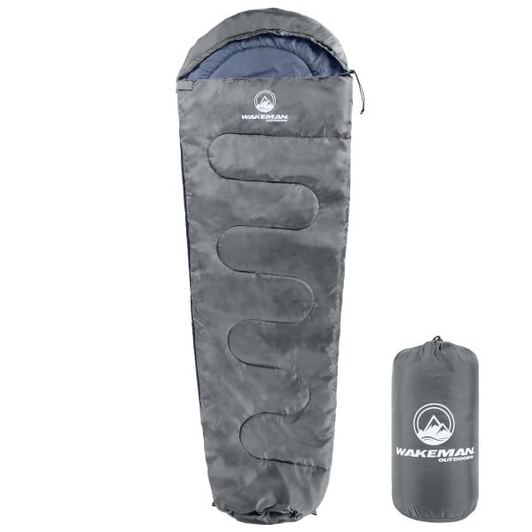 wakeman mummy sleeping bag black closed hood for warmth on chilly nights