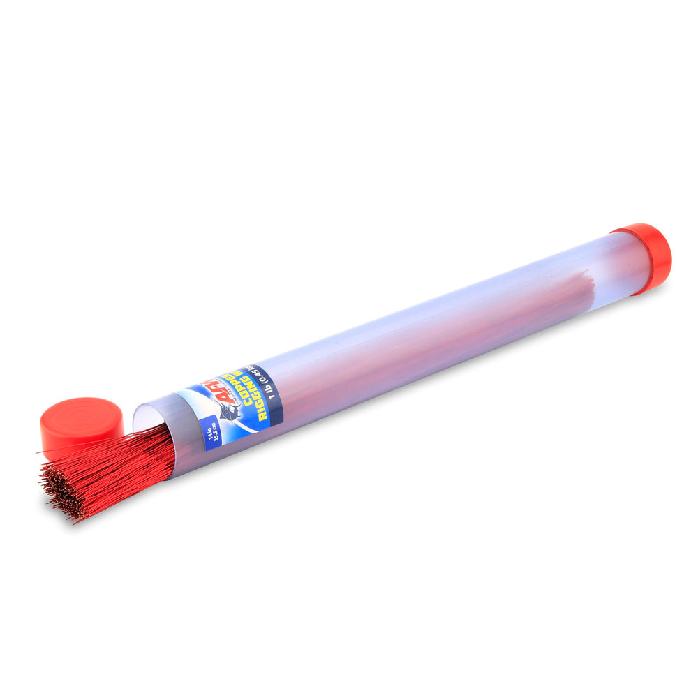 AFW Copper Rigging Wire red 0.020 inch 14-inch tube close-up for rigging.