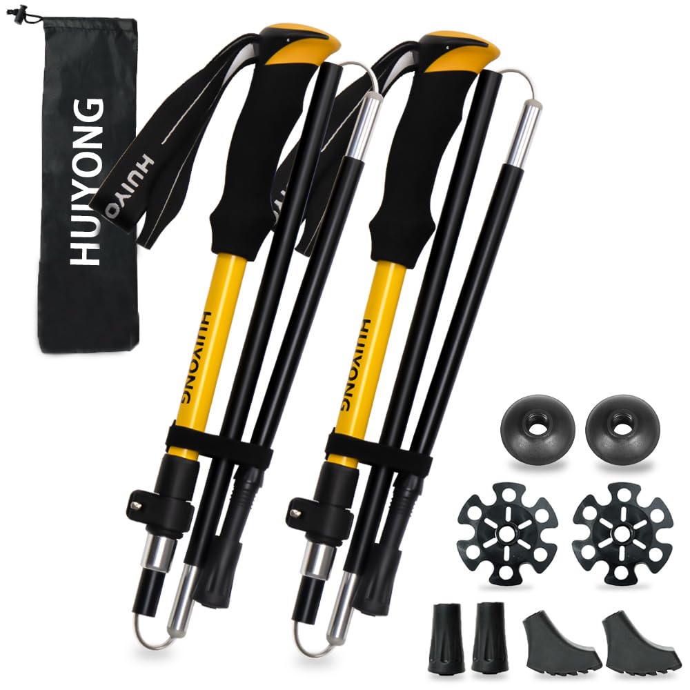 HUINING Foldable Hiking Poles – Ultralight Aluminium Trekking Poles, 110-130 cm