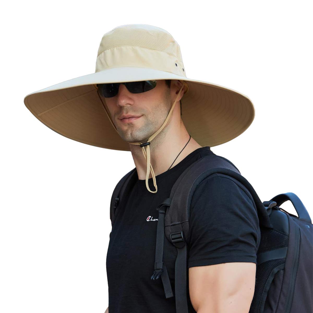 Leotruny Super Wide Brim Bucket Hat UPF50+ Waterproof Sun Hat – Khaki C03 (Fishing, Hiking, Camping)