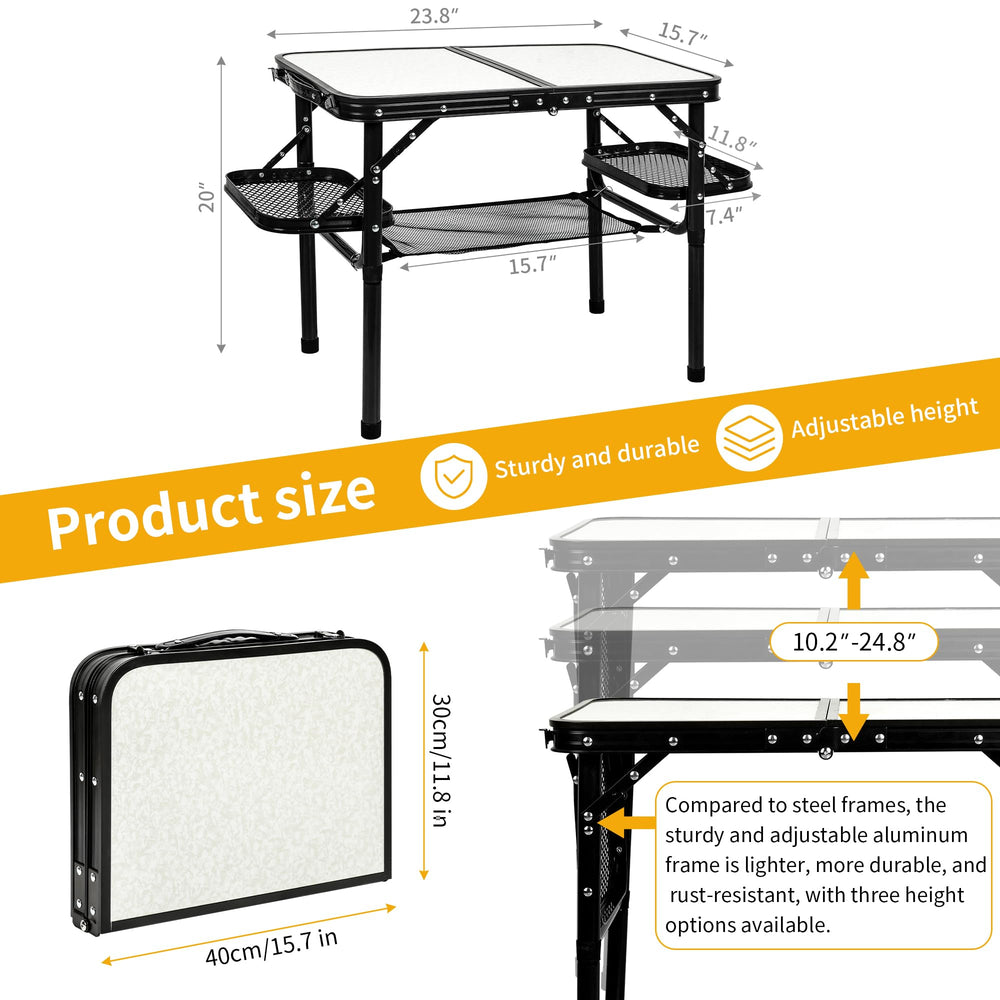 Koldan folding table height options demonstrated for adaptable cooking and dining.