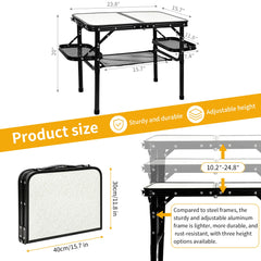 Koldan folding table height options demonstrated for adaptable cooking and dining.