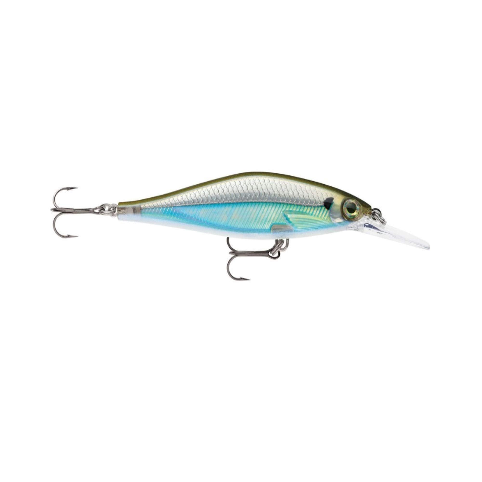 Rapala Shadow Rap Shad Deep Moss Back Shiner side profile highlighting slim body for precise casts
