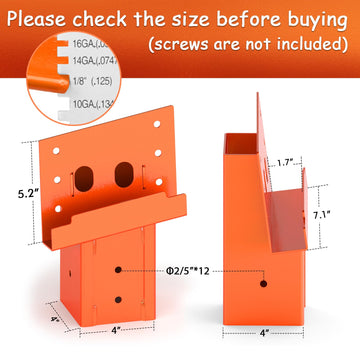TFMUZERT Deer Stand Brackets 4x4 – 8° Angle, Orange Powder Coat, 2000lb Capacity, Outdoor 4-Pack