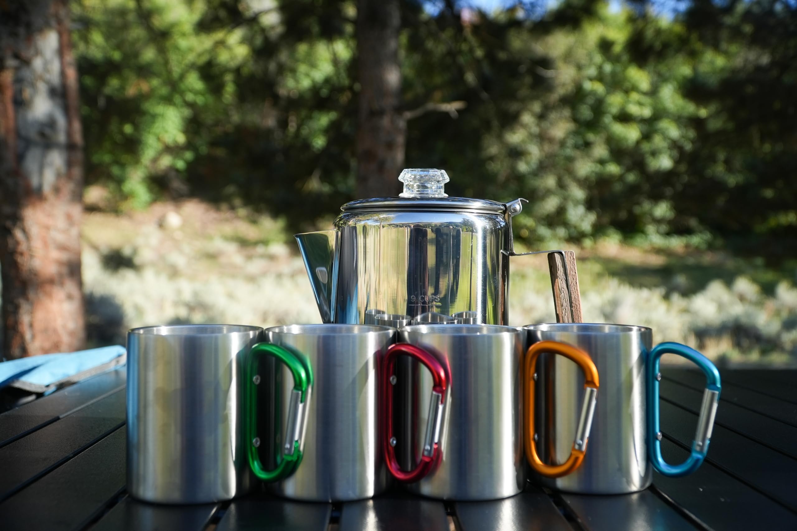Alpine Mountain Gear Stainless Steel Carabiner Mug — 9 oz Camping Cup by Caddis Sports