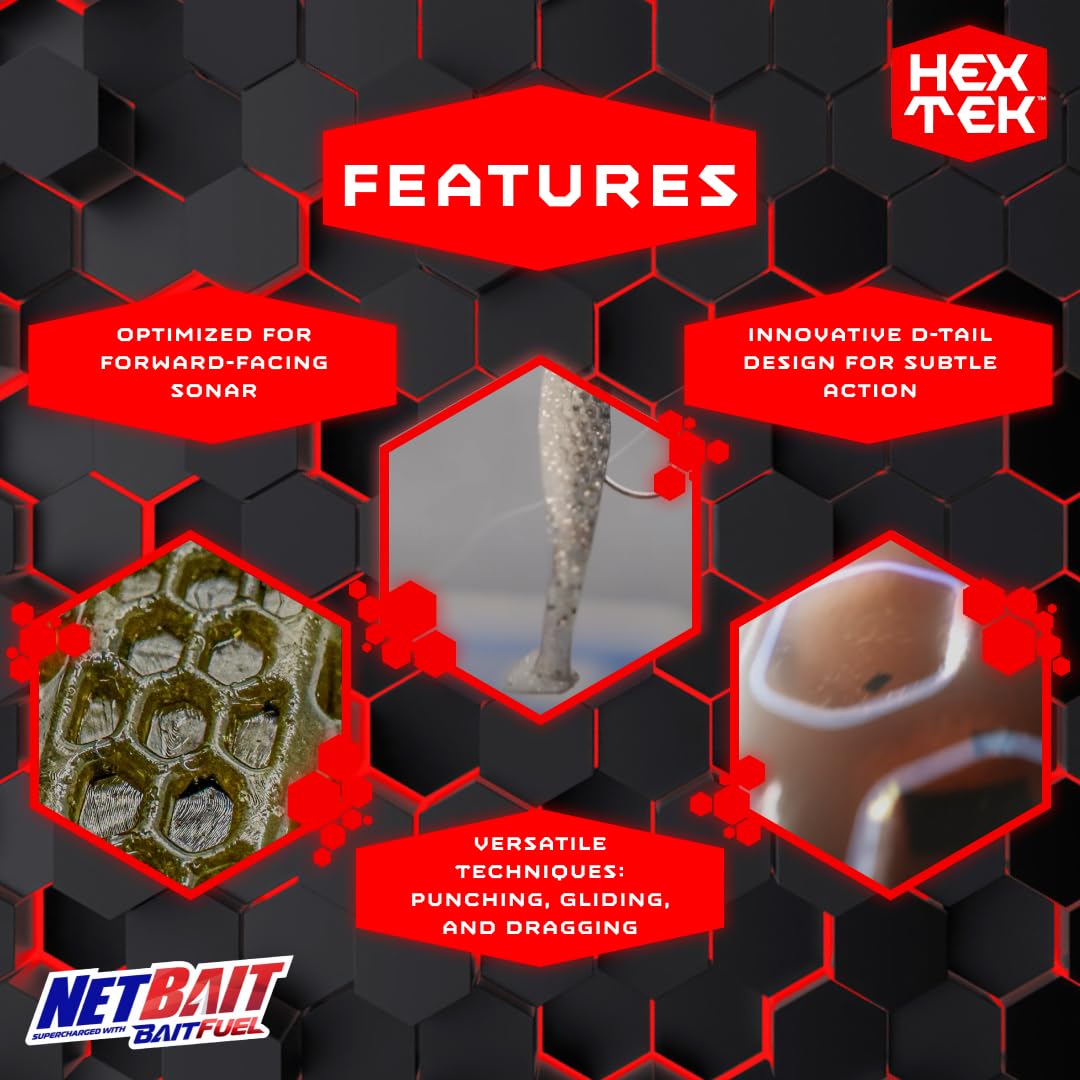 NetBait HexTek Whip Tail Shad 4.25-Inch Soft-Plastic Bass Trailer