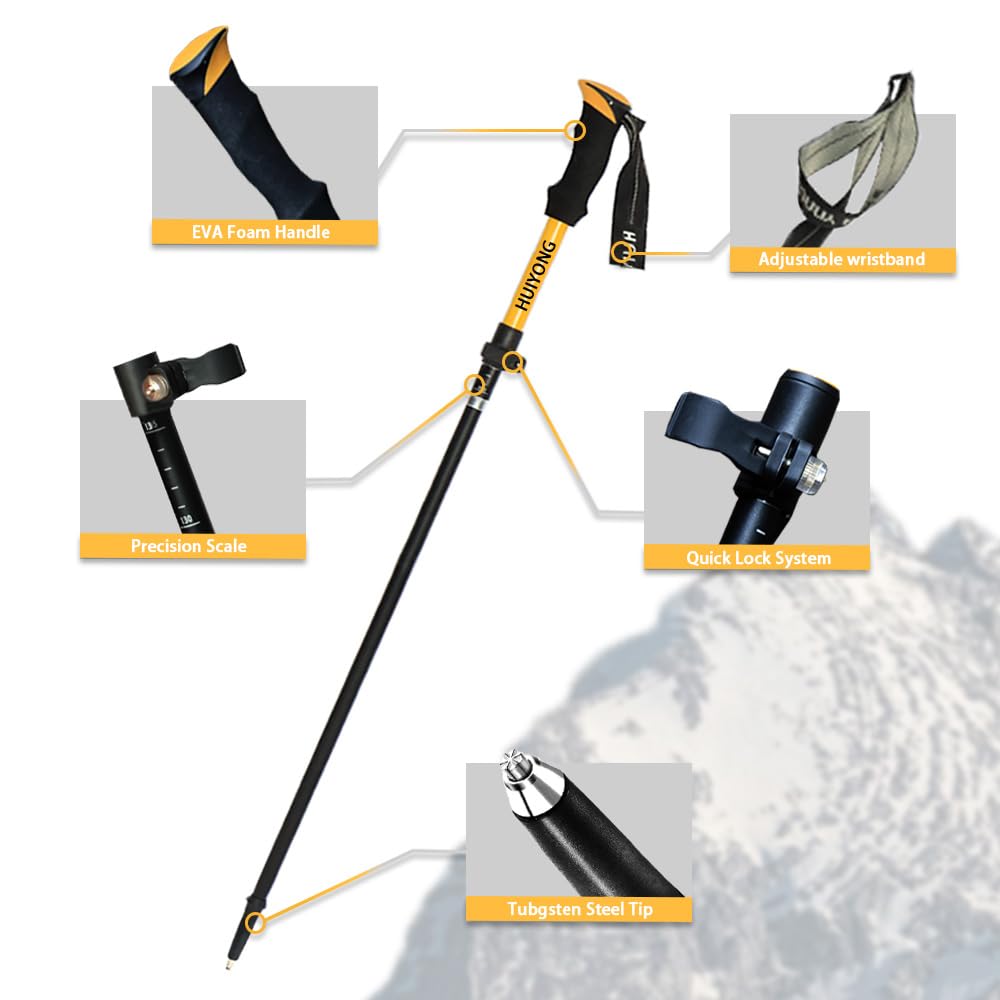 HUINING Foldable Hiking Poles – Ultralight Aluminium Trekking Poles, 110-130 cm