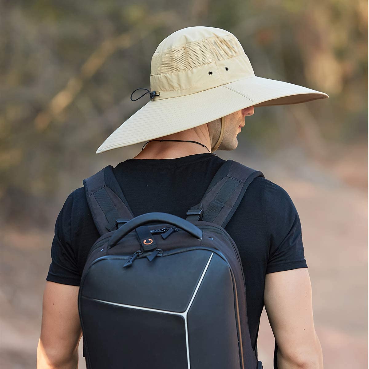 Leotruny Super Wide Brim Bucket Hat UPF50+ Waterproof Sun Hat – Khaki C03 (Fishing, Hiking, Camping)